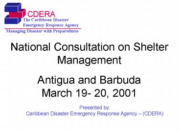PGDM Shelter Policy Consultation: Antigua/Barbuda