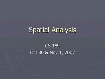 Spatial Analysis