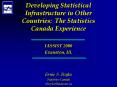 Developing Statistical Infrastructure in Other Countries: The Statistics Canada Experience PowerPoint PPT Presentation