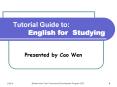Tutorial Guide to: English for Studying PowerPoint PPT Presentation