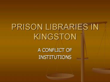 PRISON LIBRARIES IN KINGSTON