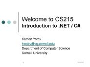 Welcome to CS215 Introduction to 'NET C