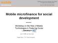 Mobile microfinance for social development PowerPoint PPT Presentation