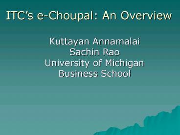 ITC's echoupal: An Overview