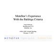 MetaStars Experience With the Baldrige Criteria PowerPoint PPT Presentation