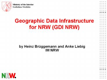 Geographic Data Infrastructure for NRW GDI NRW