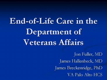 EndofLife Care in the Department of Veterans Affairs
