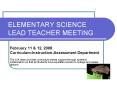 ELEMENTARY SCIENCE LEAD TEACHER MEETING PowerPoint PPT Presentation