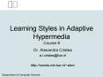 Learning Styles in Adaptive Hypermedia Course 8 PowerPoint PPT Presentation