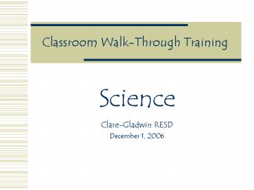 Classroom WalkThrough Training