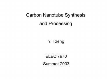 Carbon Nanotube Synthesis