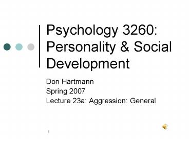 Psychology 3260: Personality