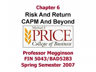 Professor Megginson FIN 5043BAD5283