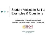 Student Voices in SoTL: Examples