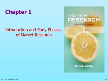 Chapter 1 Introduction and Early Phases of Market Research