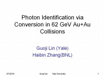 Photon Identification via Conversion in 62 GeV Au Au Collisions