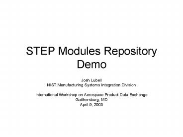 STEP Modules Repository Demo