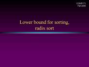 Lower bound for sorting, radix sort