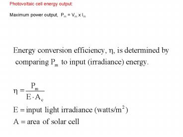 Photovoltaic cell energy output: