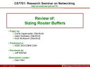 Review of: Sizing Router Buffers