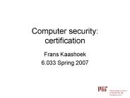 Computer security: certification