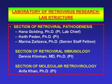 SECTION OF RETROVIRAL PATHOGENESIS
