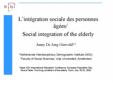 Lintgration sociale des personnes ges