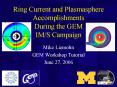 Ring Current and Plasmasphere Accomplishments During the GEM IM/S Campaign PowerPoint PPT Presentation