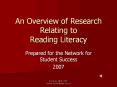 An Overview of Research Relating to Reading Literacy PowerPoint PPT Presentation