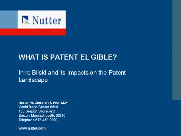 WHAT IS PATENT ELIGIBLE