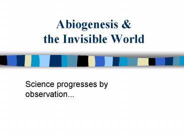 Abiogenesis