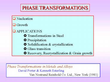 PHASE TRANSFORMATIONS
