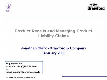 Product Recalls and Managing Product Liability Claims