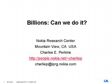 Billions: Can we do it