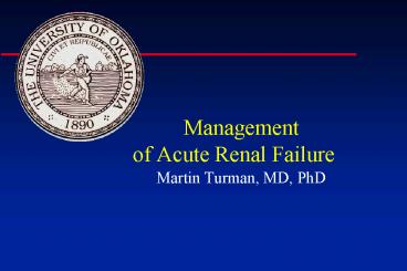 Management of Acute Renal Failure