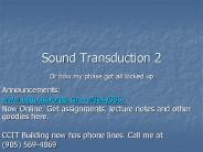 Sound Transduction 2