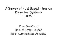 A Survey of Host Based Intrusion Detection Systems (HIDS)