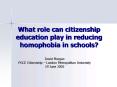 What role can citizenship education play in reducing homophobia in schools? PowerPoint PPT Presentation