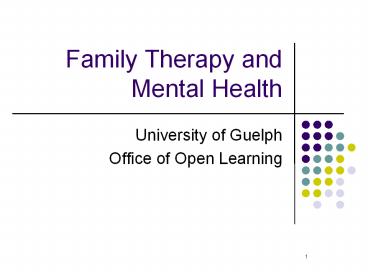 Family Therapy and Mental Health