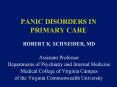 PANIC DISORDERS IN PRIMARY CARE PowerPoint PPT Presentation