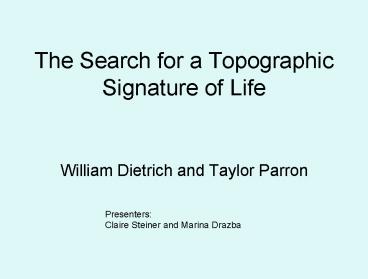 The Search for a Topographic Signature of Life