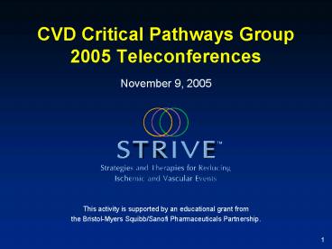 CVD Critical Pathways Group 2005 Teleconferences