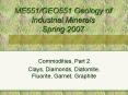 ME551GEO551 Geology of Industrial Minerals Spring 2007 PowerPoint PPT Presentation