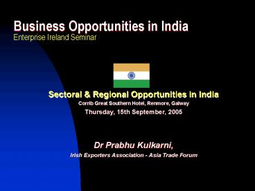 Business Opportunities in India Enterprise Ireland Seminar