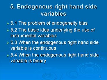 5' Endogenous right hand side variables