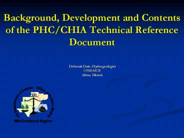Background, Development and Contents of the PHCCHIA Technical Reference Document