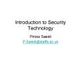 Introduction to Security Technology PowerPoint PPT Presentation