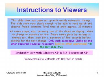 Instructions to Viewers