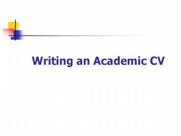 Writing an Academic CV