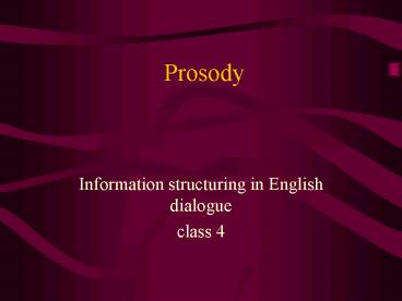 Prosody